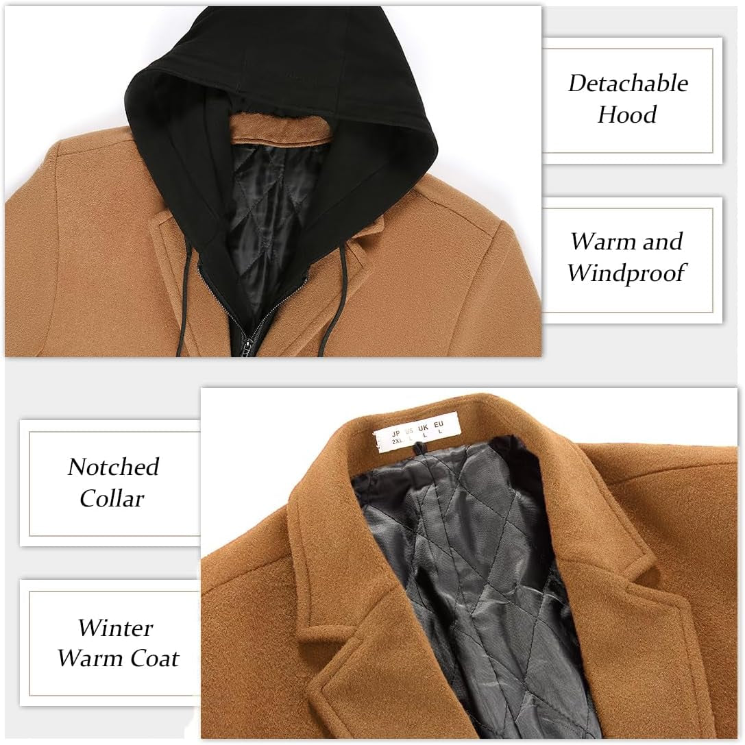 Stylish Wool Trench Coat Premium Winter Business Top Coat Wool Jacket Hoodie Coat