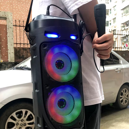 Multi-Function Wireless Outdoor Subwoofer Party Performance Bluetooth Speaker Mobile KTV Colorful Lighting Effect U Disk Audio