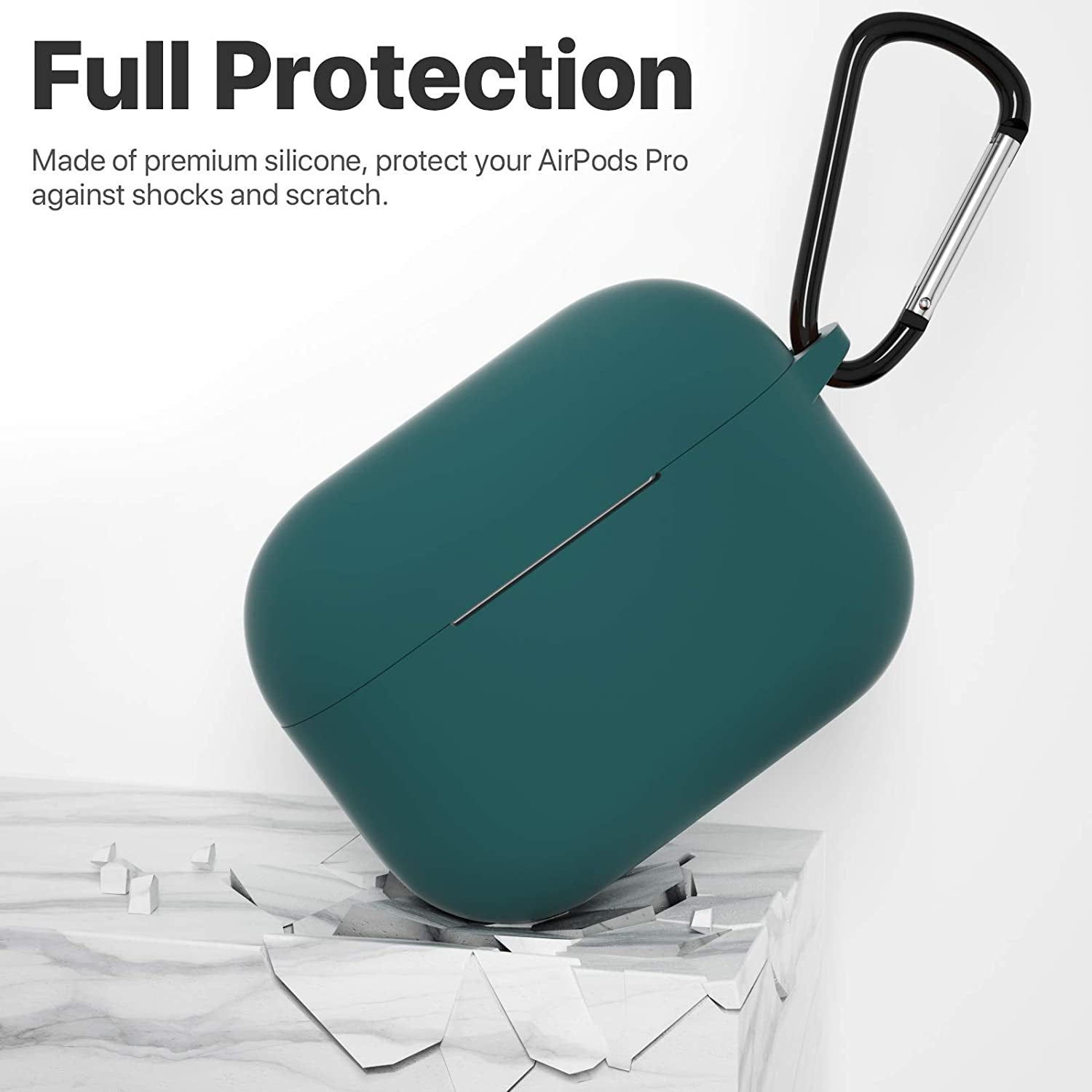 Airpods Pro 1St/2Nd Generation Case Cover, Protective Silicone Skin Accessories with Keychain for Women Men for Apple Airpods Pro 2019/2022 Charging Case,Front LED Visible-Midnight Green