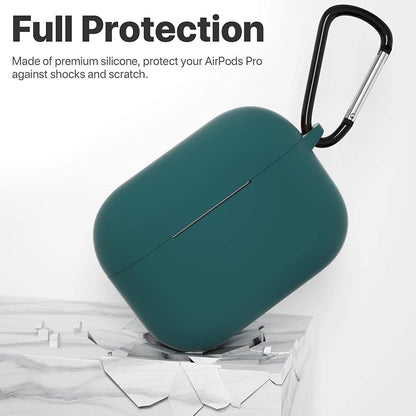 Airpods Pro 1St/2Nd Generation Case Cover, Protective Silicone Skin Accessories with Keychain for Women Men for Apple Airpods Pro 2019/2022 Charging Case,Front LED Visible-Midnight Green